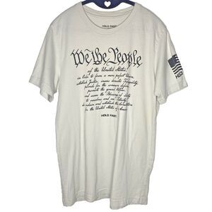 Hold Fast Mens T-Shirt Sz M Constitution Preamble USA Flag Patriotic Cotton Gray